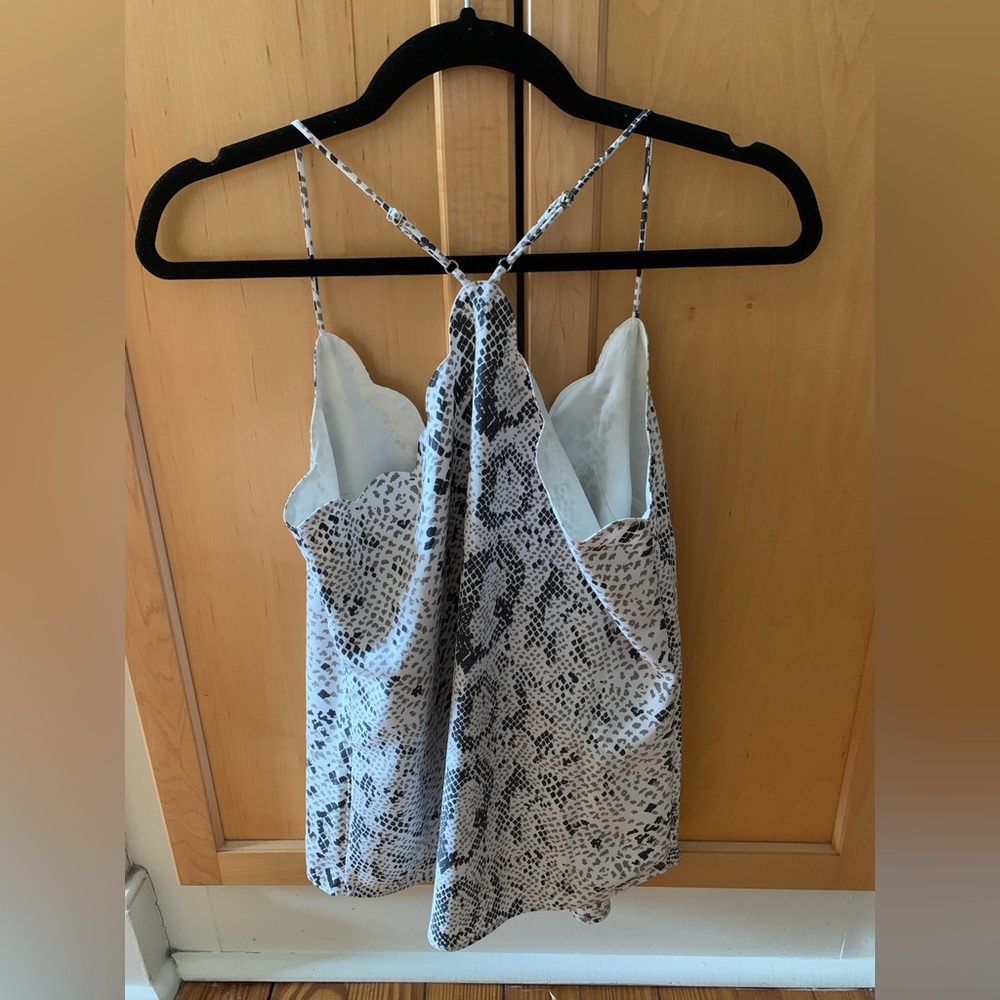 J. Crew Scallop Neck Snake Print Cami in Black & White - Picture 2 of 10
